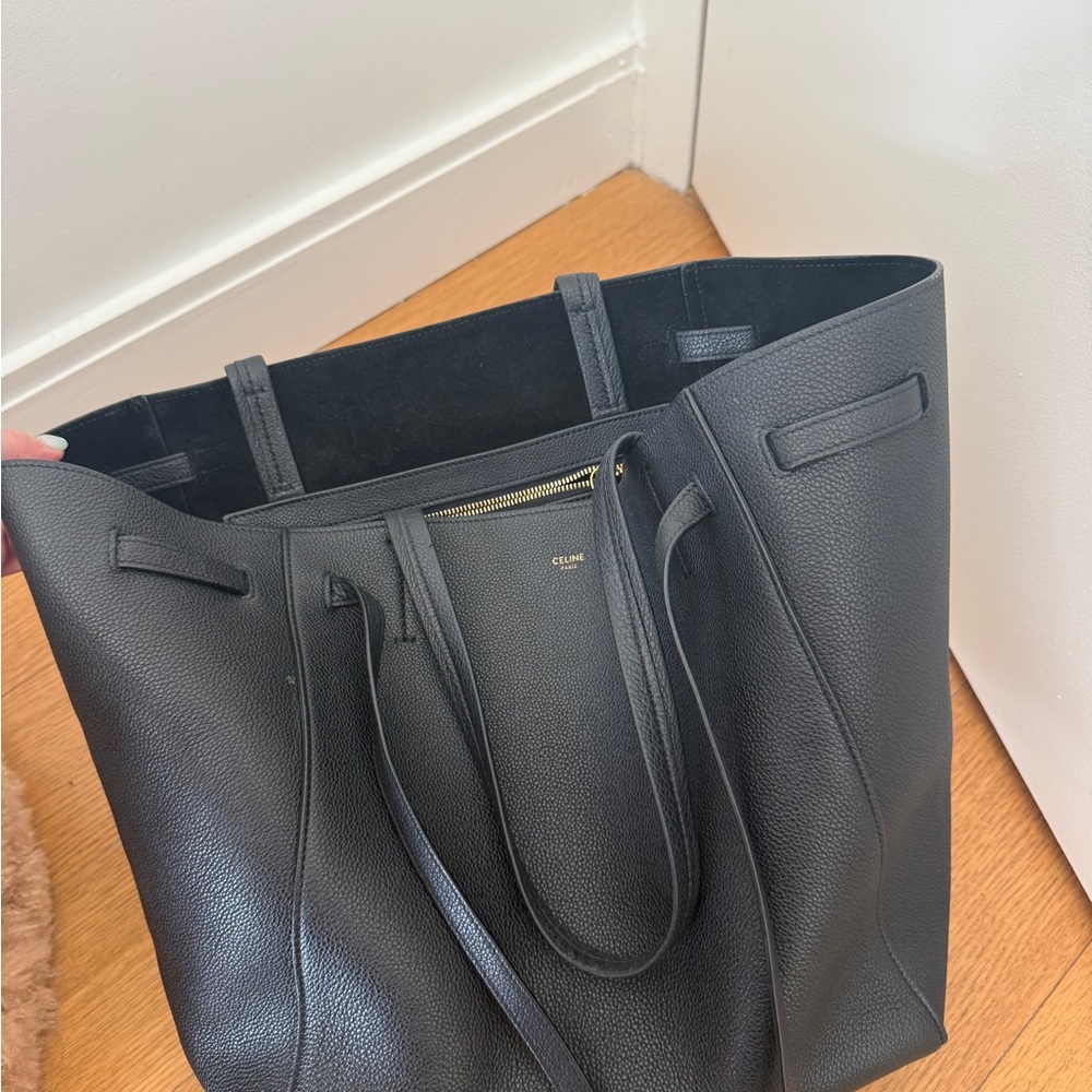 Celine Black Cabas Leather Tote with Double Straps - Picture 3 of 11